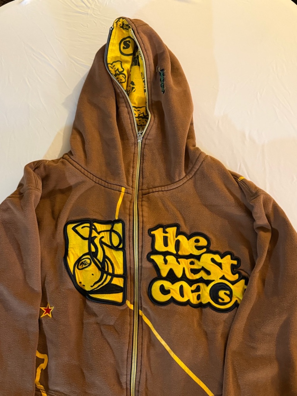 SEEDLESS: pre-owned Brown & Yellow Zip-Up Hoodie - Picture 2 of 10